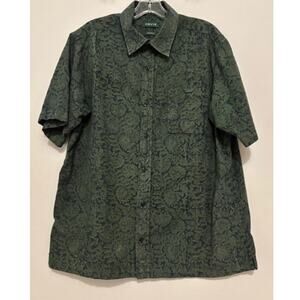 Orvis Men Short Sleeve Button Up Shirt 100% Cotton Kalamkari Mens XL